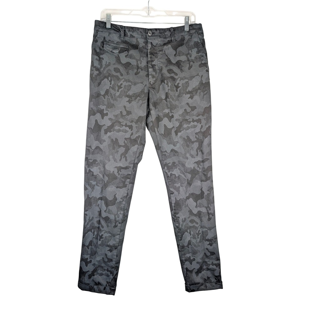 Mason's Grant Trousers Mens 50 (US 31) Gray Camo Cotton Slim Fit Pants